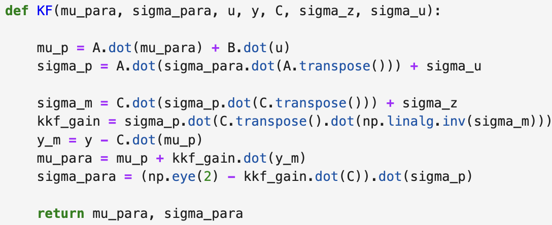 I implemented the KF using Python